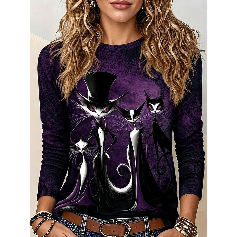 Katherine | Halloween Gothic Graphic Lange Mouwen Top