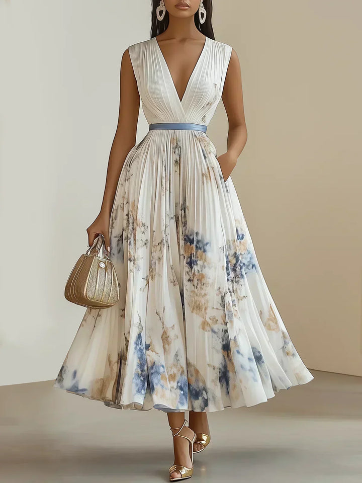 Betty | Elegante Mouwloze Lange V-Hals Jurk