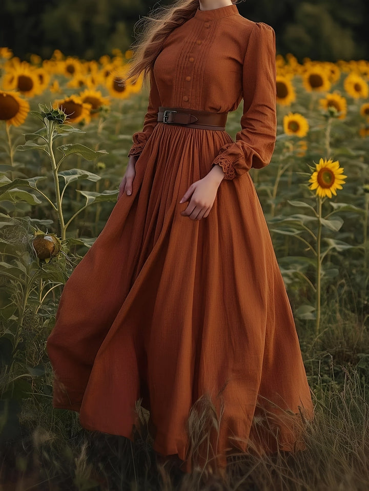 Emmeline | Vintage Plissé Maxi Jurk