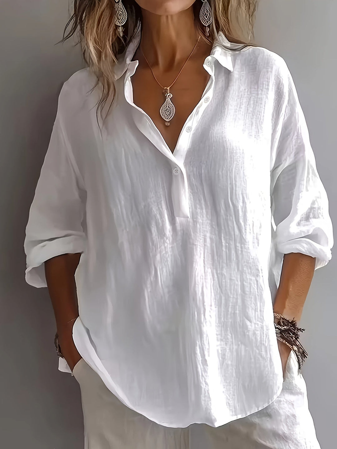 Freya | Ontspannen Blouse met Kraag