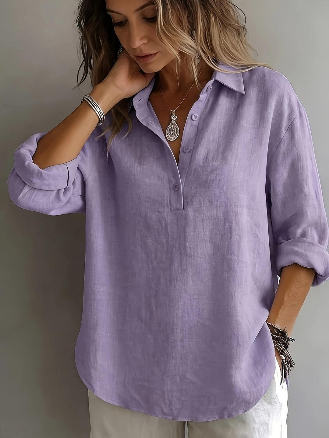 Freya | Ontspannen Blouse met Kraag