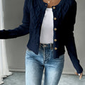 Eleanora | Kabelgebreide Knopen-Voorkant Cardigan