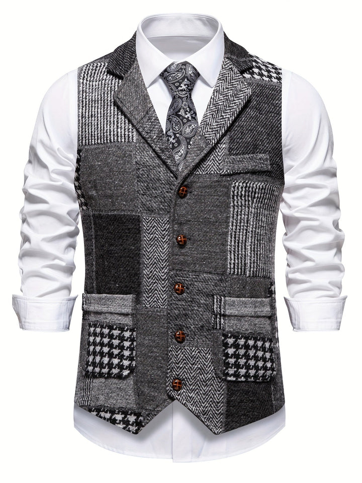 Trevor | Patchwork Vest met Visgraatpatroon