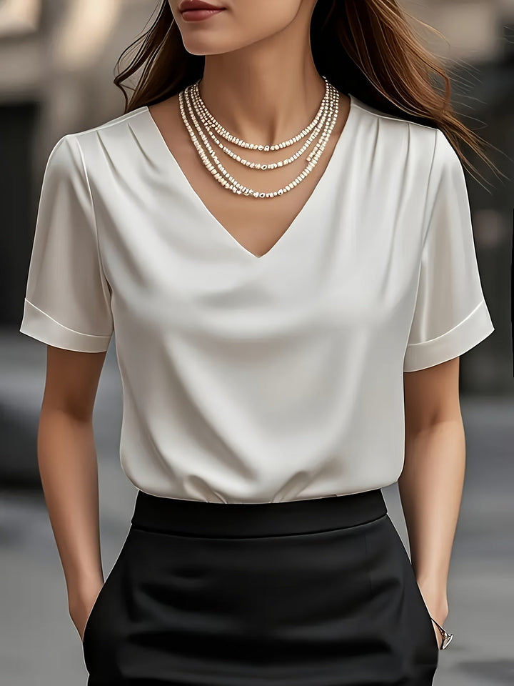 Estelle | Gedrapeerde V-Hals Blouse