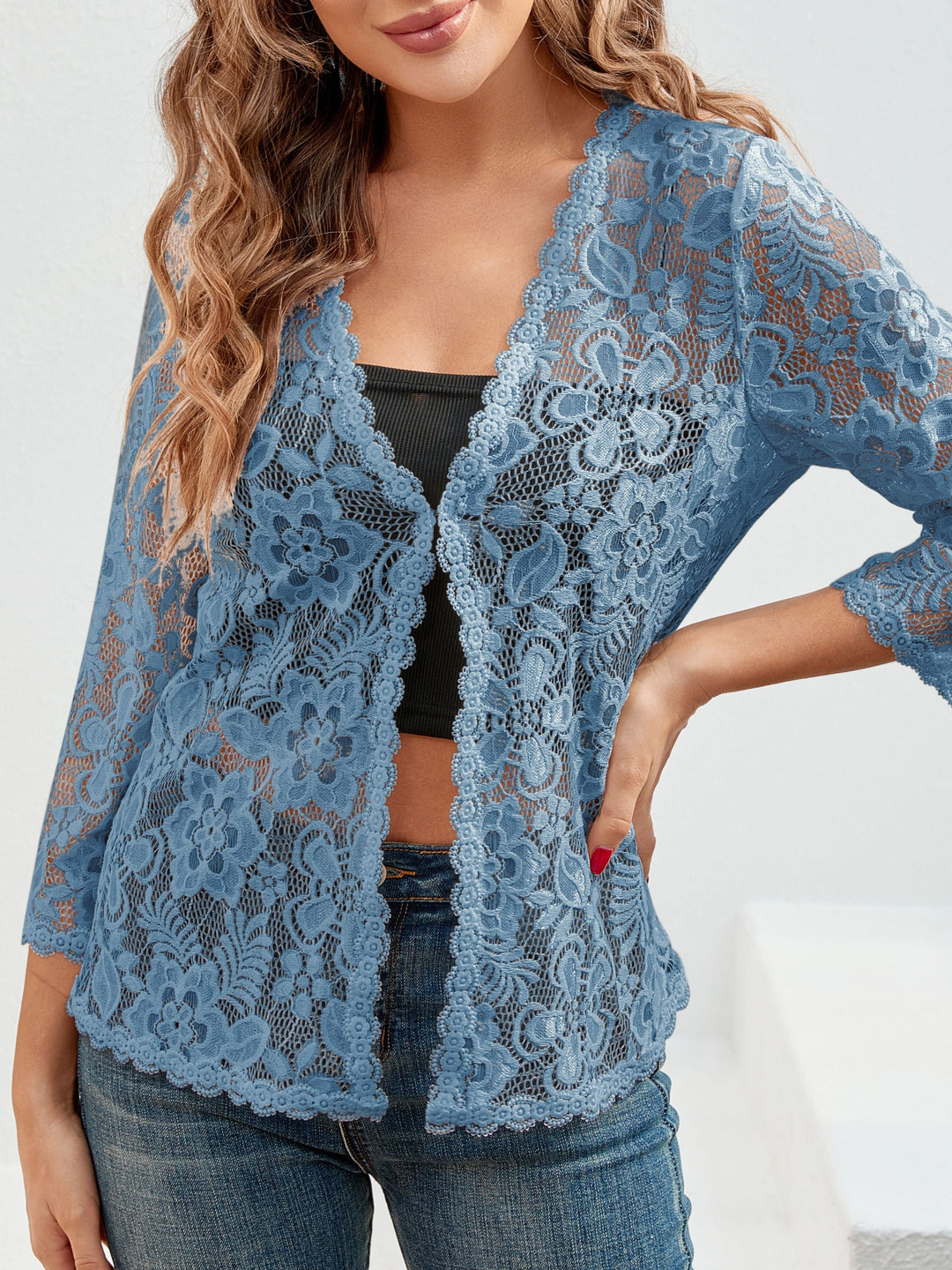 Cassandra | Bloemrijke Opengewerkte Cardigan