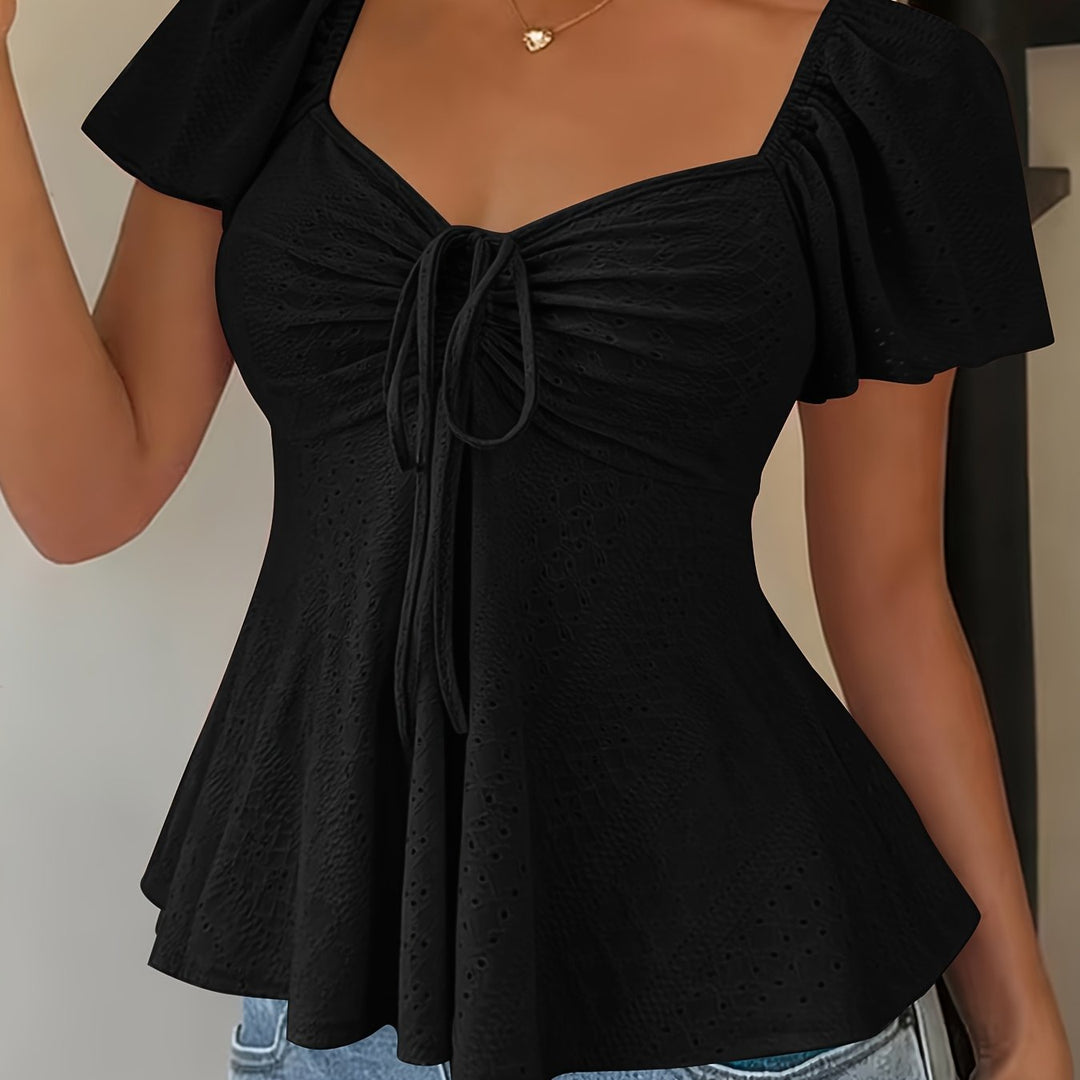 Josephine | Flutter-Mouw Peplum Top