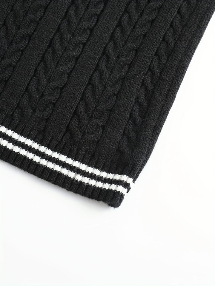 Gideon | Kabelgebreide V-Hals Sweater Vest