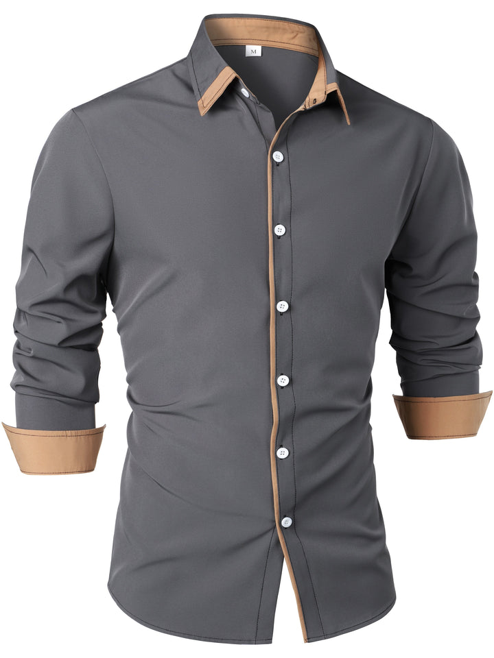 Lucille | Contrast-Trim Lange Mouw Shirt