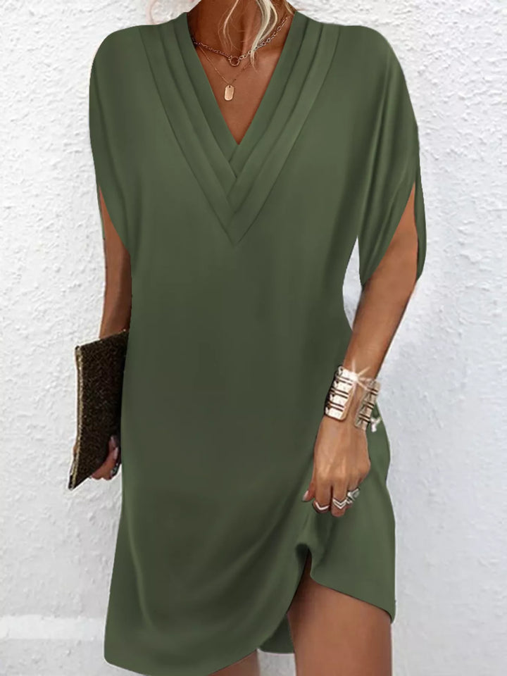 Emery | V-Hals Slit Mouw Mini Jurk