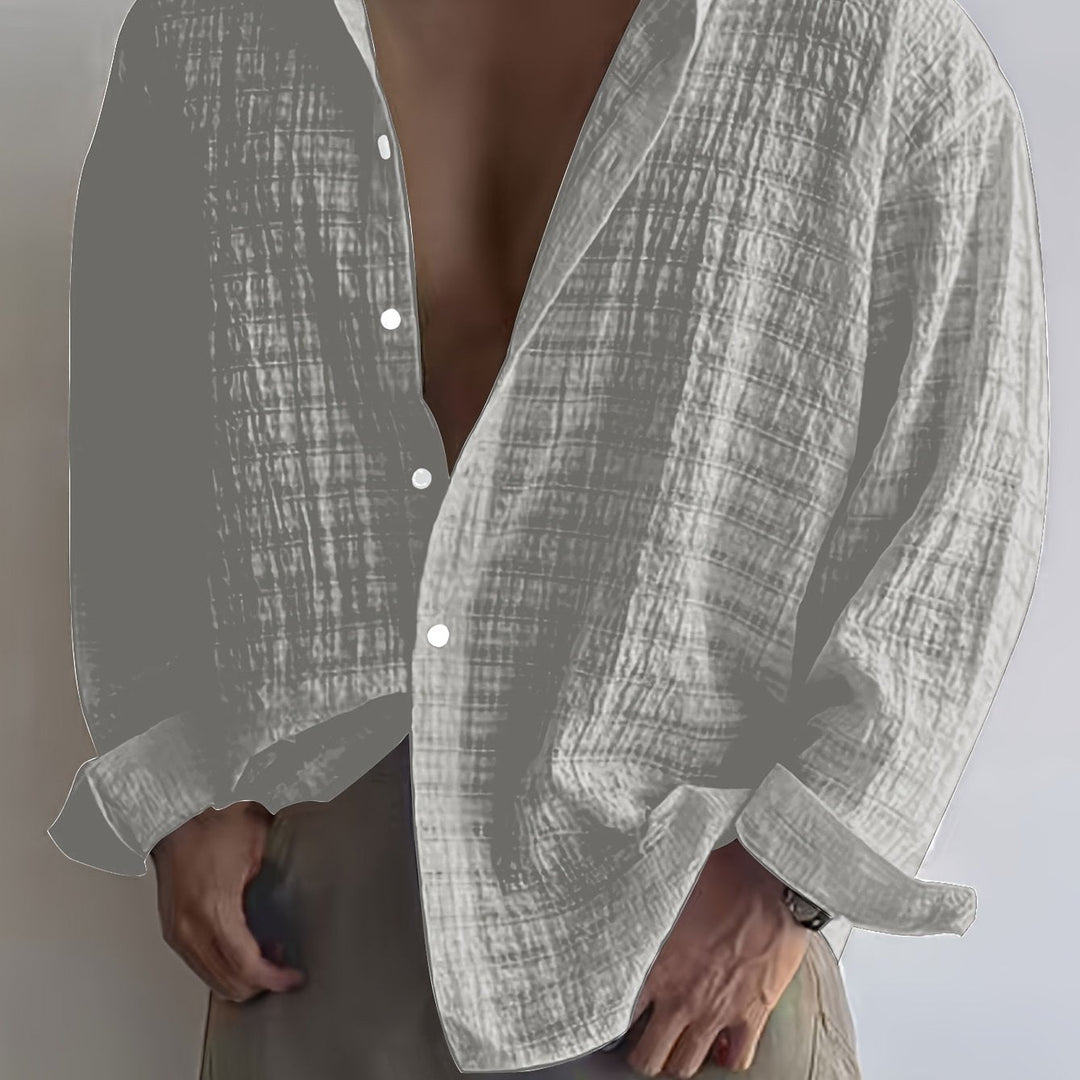 Rafael | Ontspannen Textured Lange Mouwen Shirt