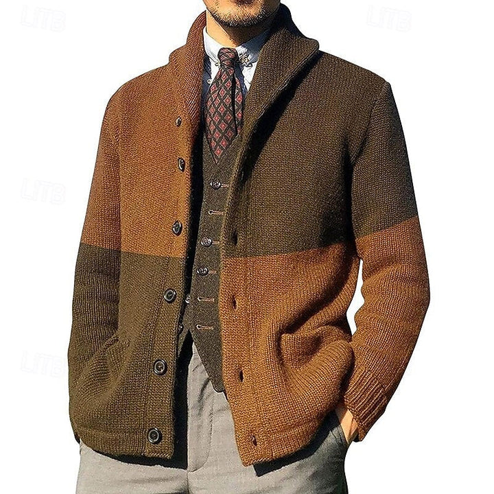 Frederick | Kleurblok Sjaalkraag Cardigan