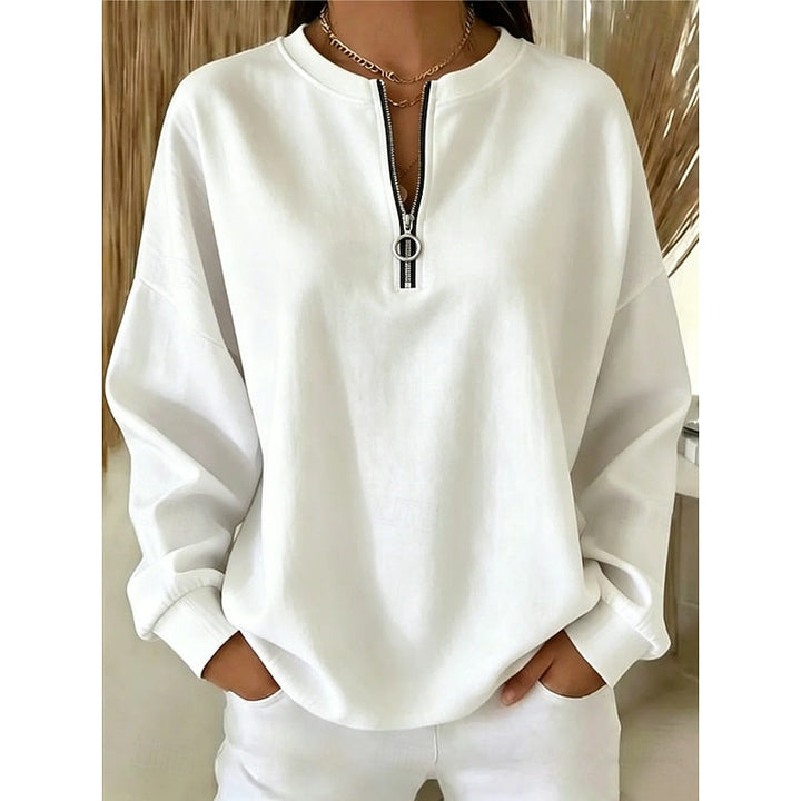 Adeline | Hoge Hals Sweatshirt met Korte Rits