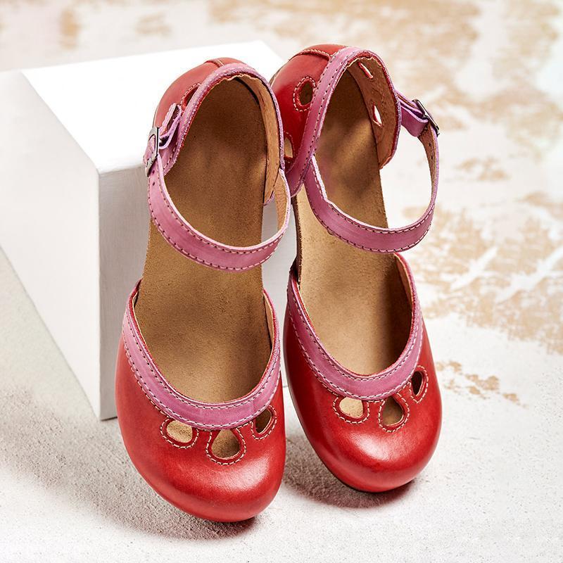 Felicity | Comfortabele Lage Hak T-Strap Sandalen