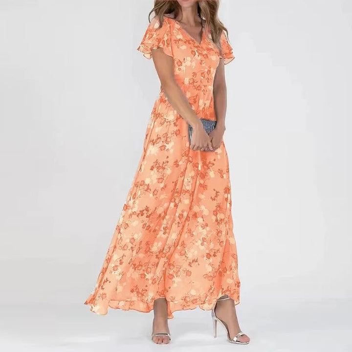 Lilia | Elegante Korte Mouwen Bloemenjurk