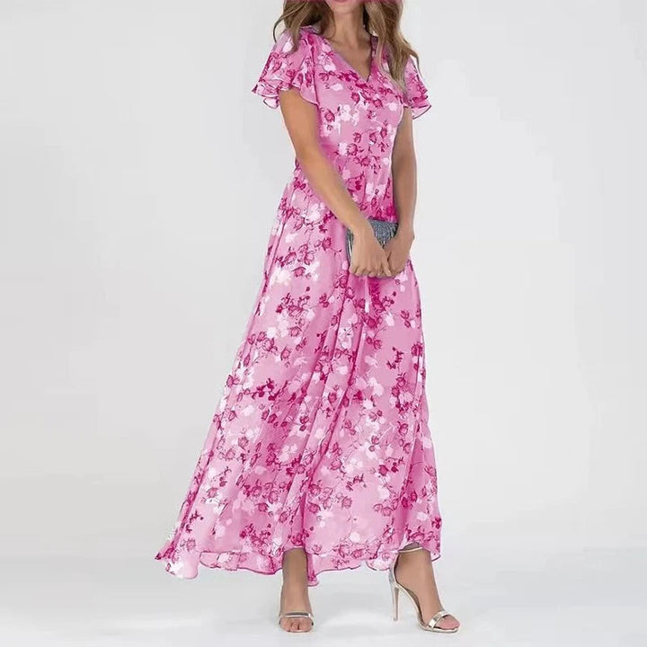 Lilia | Elegante Korte Mouwen Bloemenjurk
