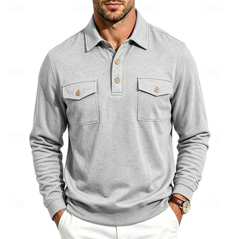 Harold | Verfijnde Lange Mouwen Pocket Polo Shirt