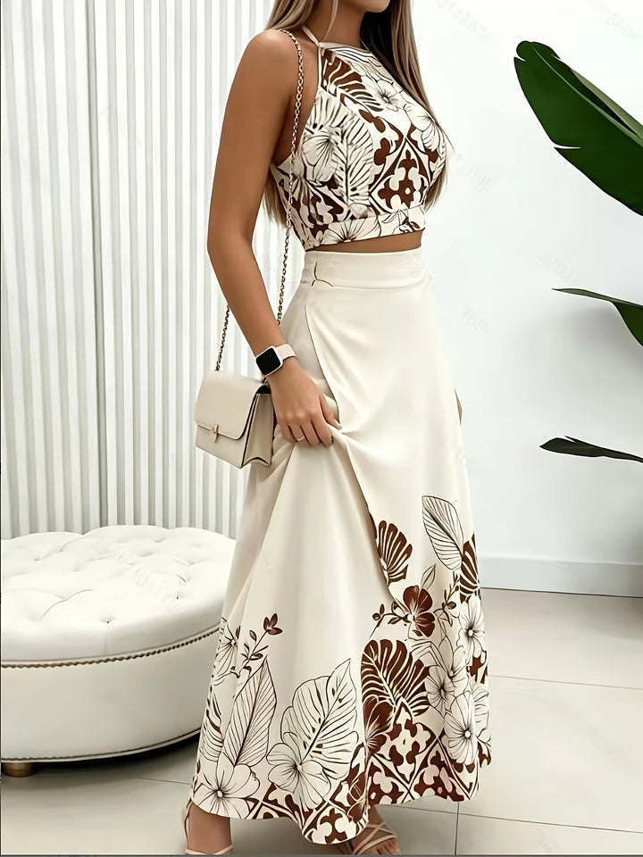 Maura | Tropisch Afdruk Twee-delige Rok Set