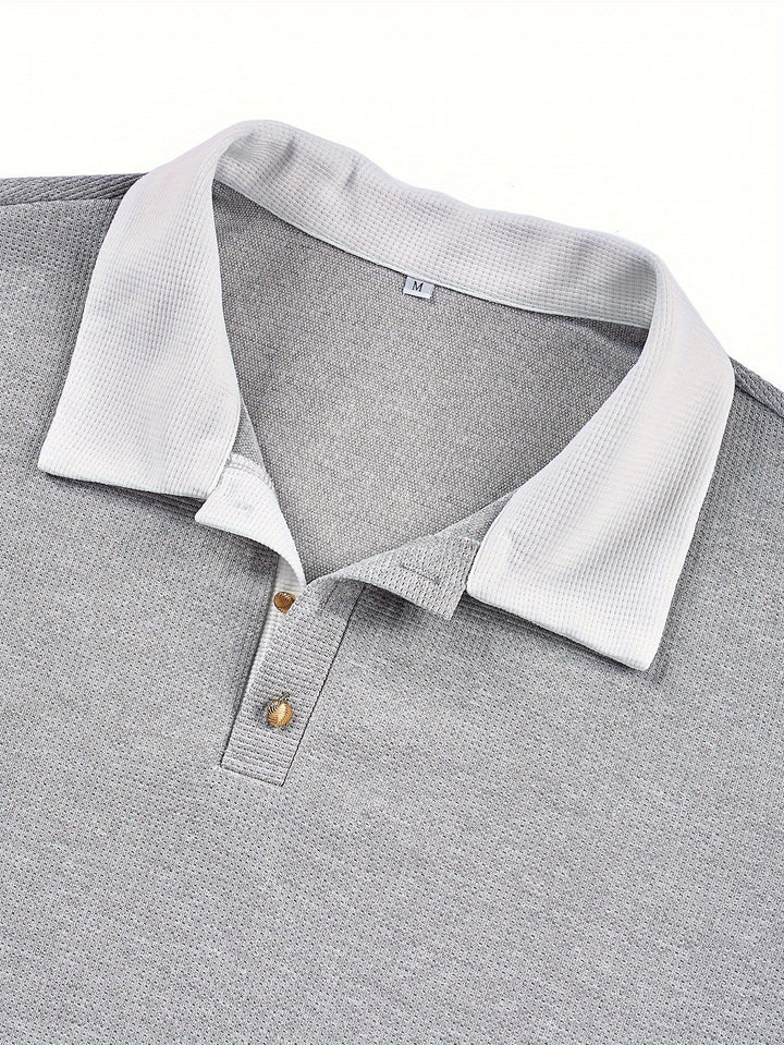 Gareth | Getextureerde Lange Mouwen Polo Shirt