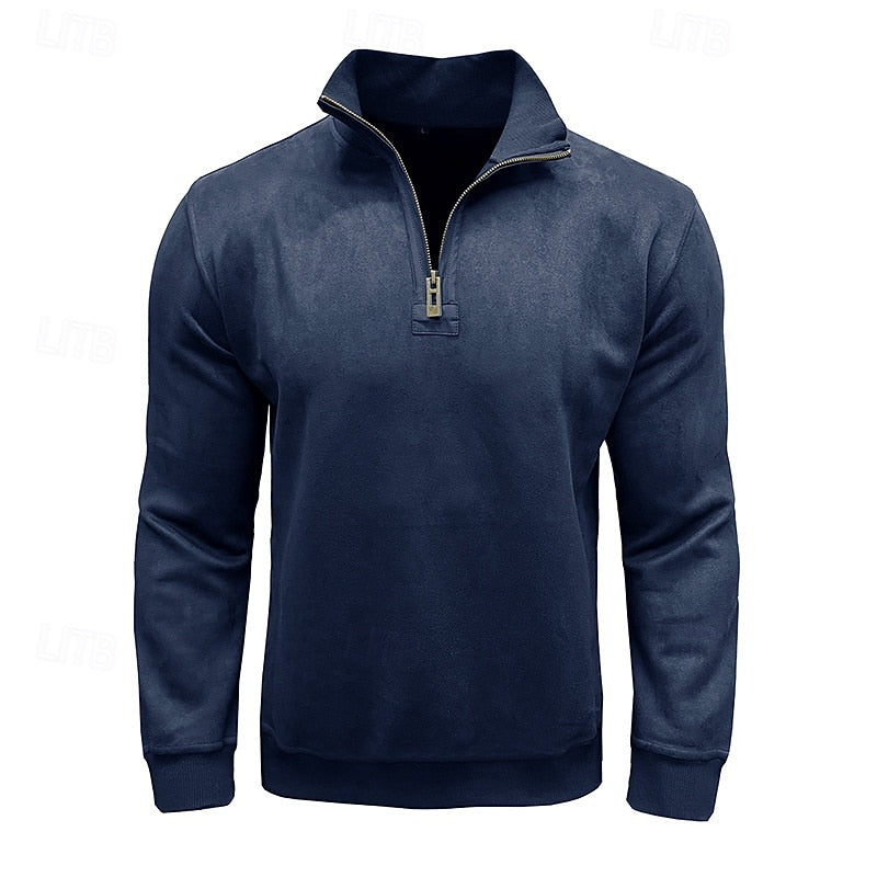 Caleb | Kwart-rits Sweatshirt met Staande Kraag