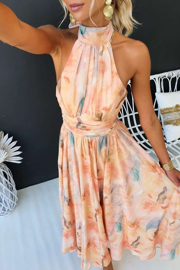 Alexandra | Elegante Sluitbare Hals Mouwloze Jurk