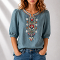 Lucia | Bloemige Geborduurde Blouse