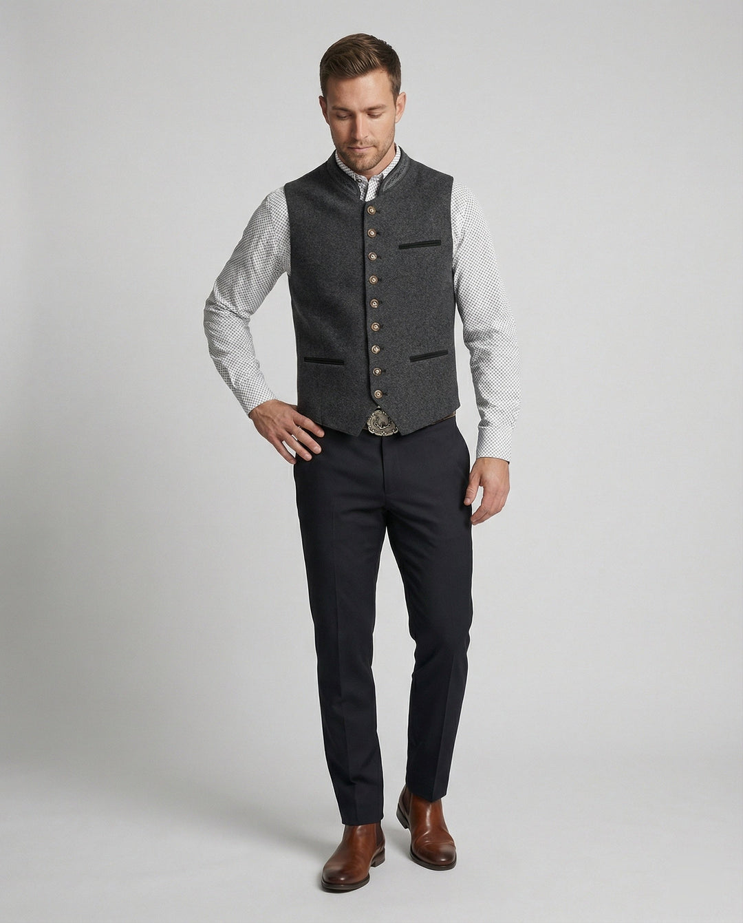 Frederick | Traditionele Staande-Kraag Vest