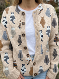 Teresa | Stijlvolle Zachte Kat Patroon Cardigan