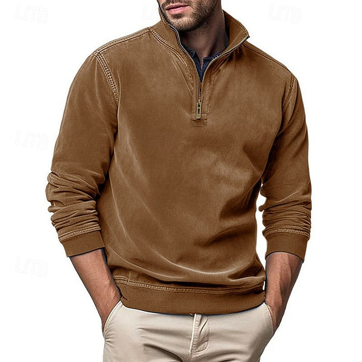 Caleb | Kwart-rits Sweatshirt met Staande Kraag