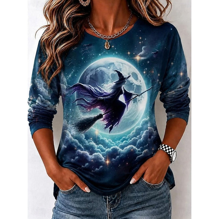 Herfst | Halloween Heks Grafisch Langsleeve T-shirt