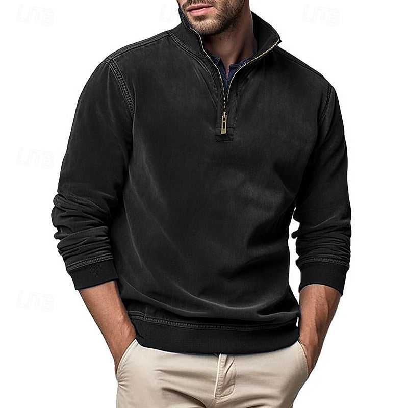 Caleb | Kwart-rits Sweatshirt met Staande Kraag