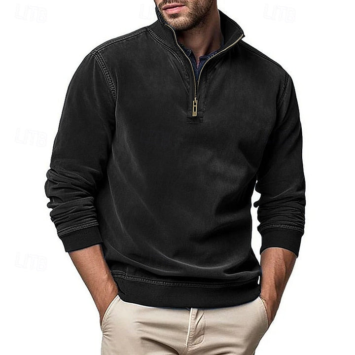Caleb | Kwart-rits Sweatshirt met Staande Kraag
