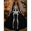 Seraphina | Halloween Skelet Print Maxi Jurk