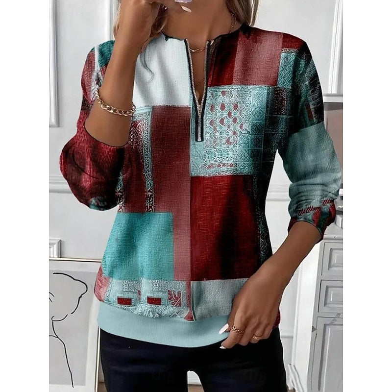 Annabel | Half-Zip Kleurblok Sweatshirt