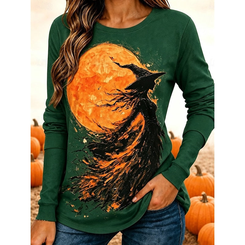 Fern | Halloween Heks Grafisch Lange Mouw Top