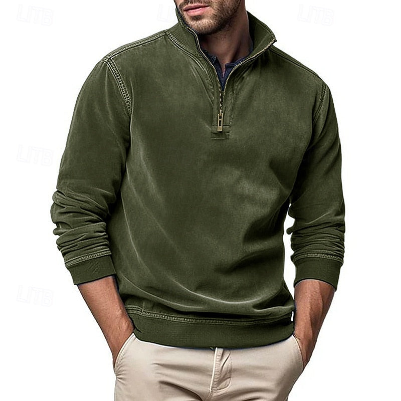 Caleb | Kwart-rits Sweatshirt met Staande Kraag