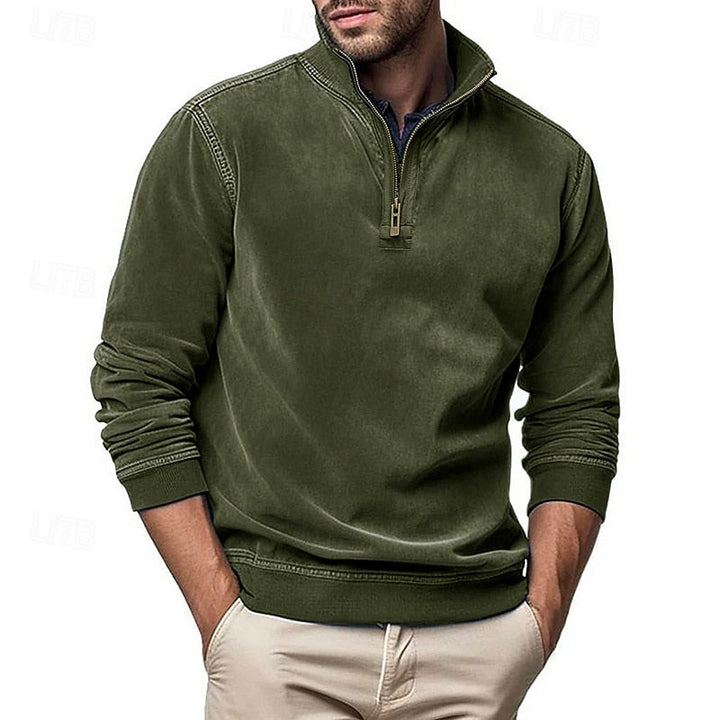 Caleb | Kwart-rits Sweatshirt met Staande Kraag