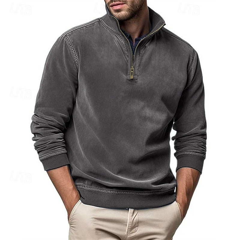 Caleb | Kwart-rits Sweatshirt met Staande Kraag