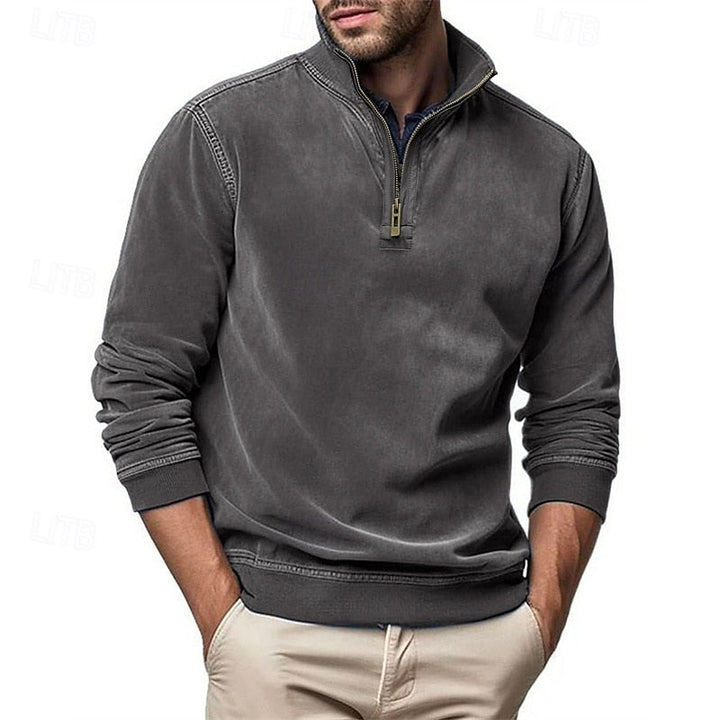 Caleb | Kwart-rits Sweatshirt met Staande Kraag