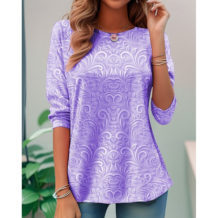 Noelle | Elegante Bloemen Lange Mouw Tuniek Top