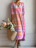 Miranda | Elegante Multicolor Lange Mouwen Jurk