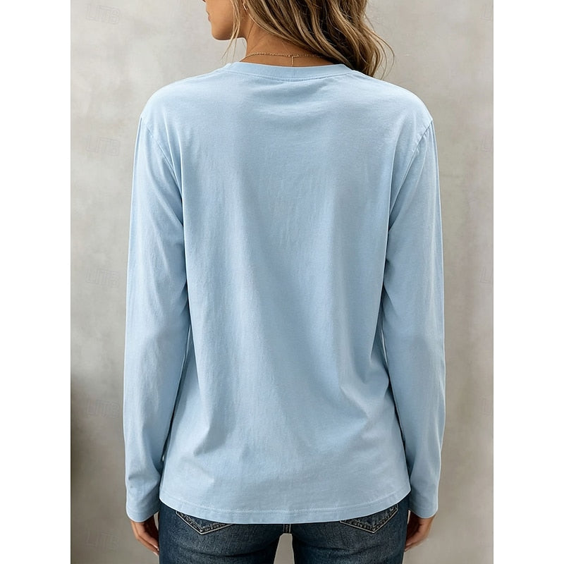Rachel | Klassieke Lange Mouwen Crew Neck Top