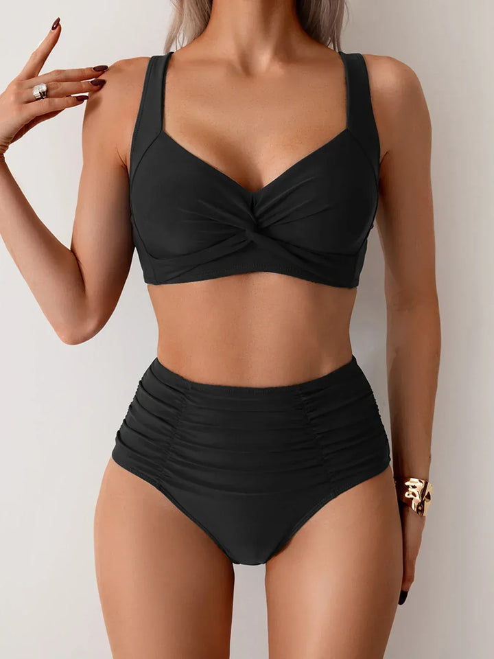 Elizabeth | Trendy Hoge Taille Crossfront Bikini