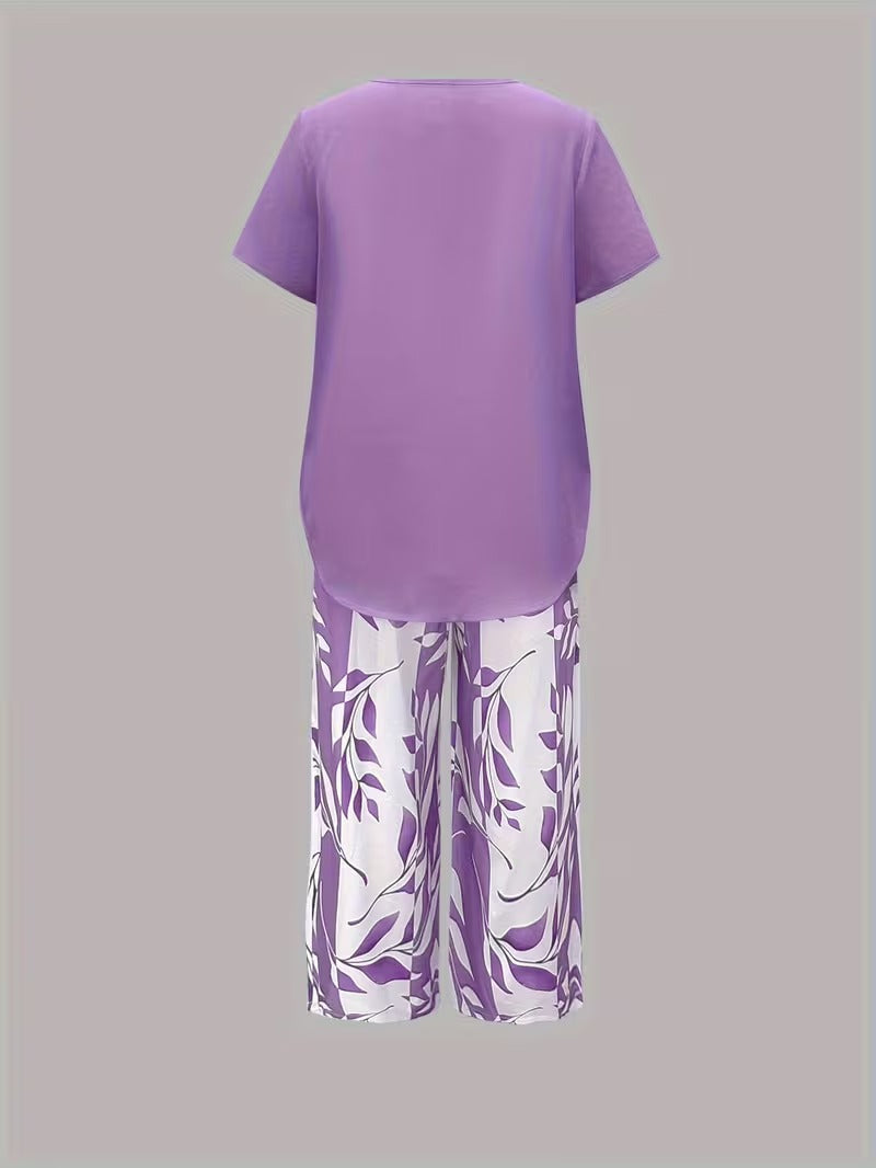 Zomer | Casual Bladerenprint Twee-delig Set