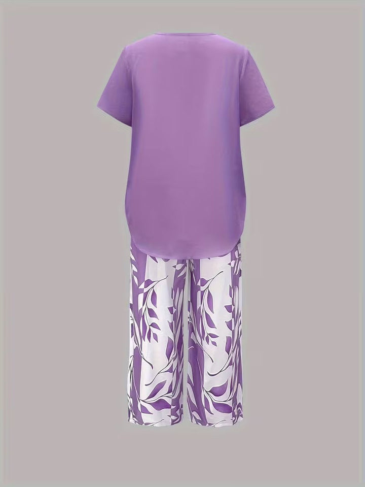 Zomer | Casual Bladerenprint Twee-delig Set
