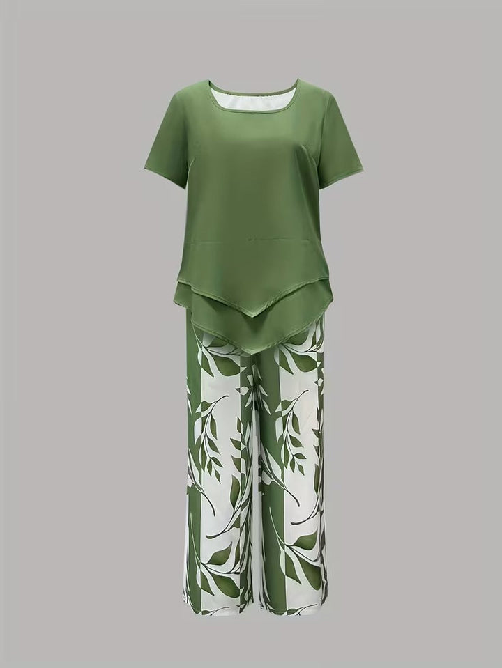 Zomer | Casual Bladerenprint Twee-delig Set