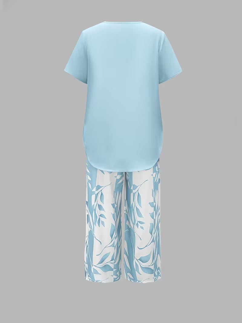 Zomer | Casual Bladerenprint Twee-delig Set