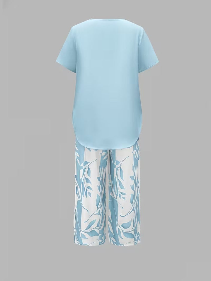 Zomer | Casual Bladerenprint Twee-delig Set