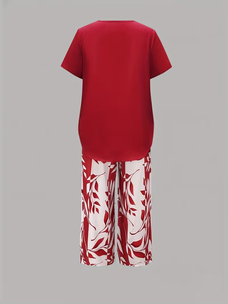 Zomer | Casual Bladerenprint Twee-delig Set