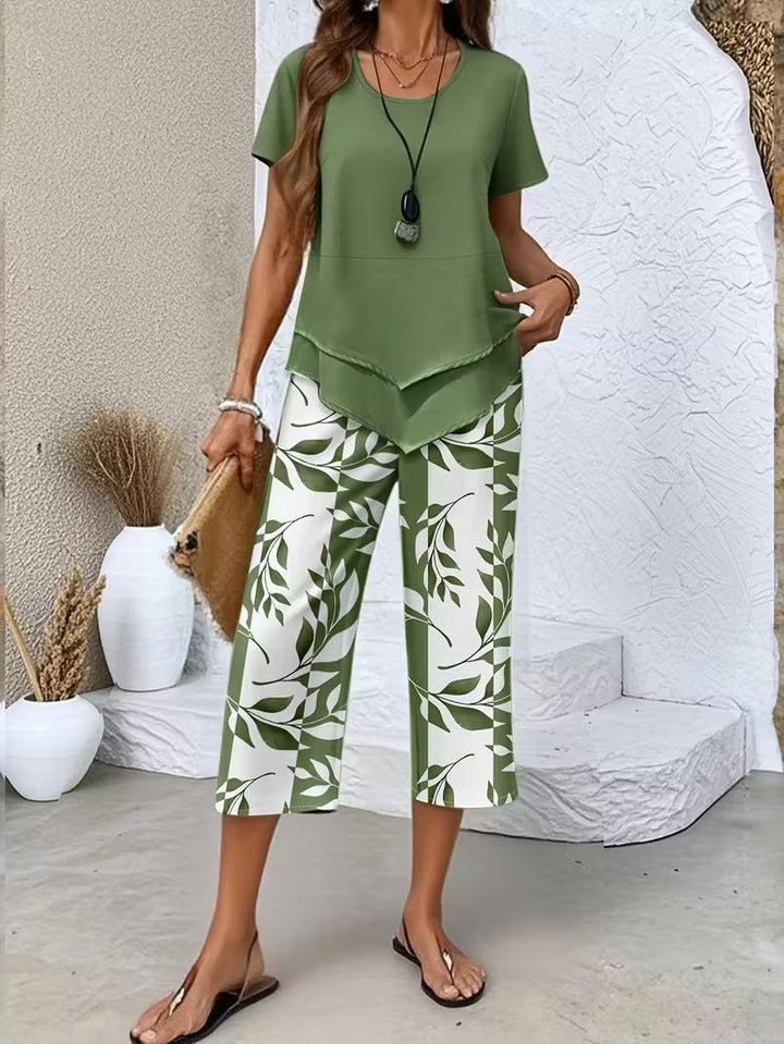 Zomer | Casual Bladerenprint Twee-delig Set