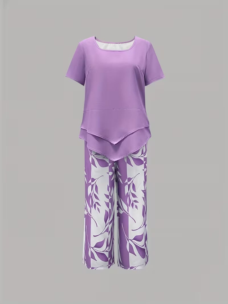 Zomer | Casual Bladerenprint Twee-delig Set